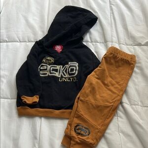 Toddler Ecko Unlimited Black and Brown Hoodie and Joggers Set